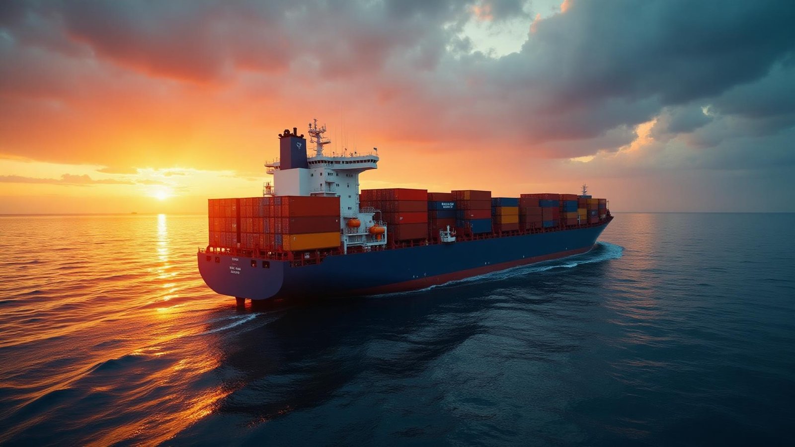 Container Ship at Sunset